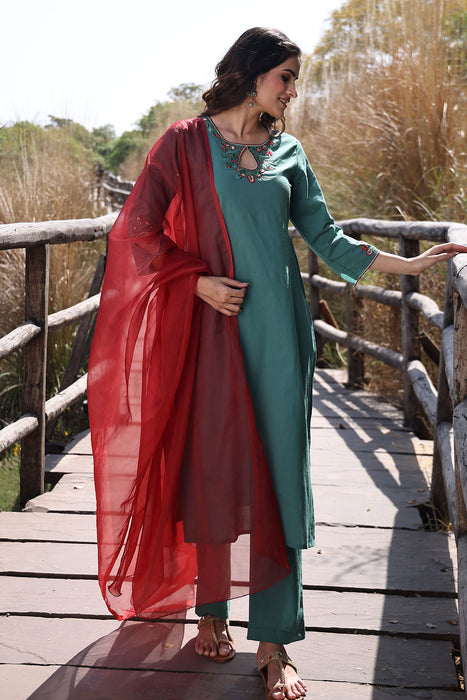 Pine Green Cotton Suit Set