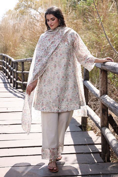 Warm Ivory Chanderi Suit Set