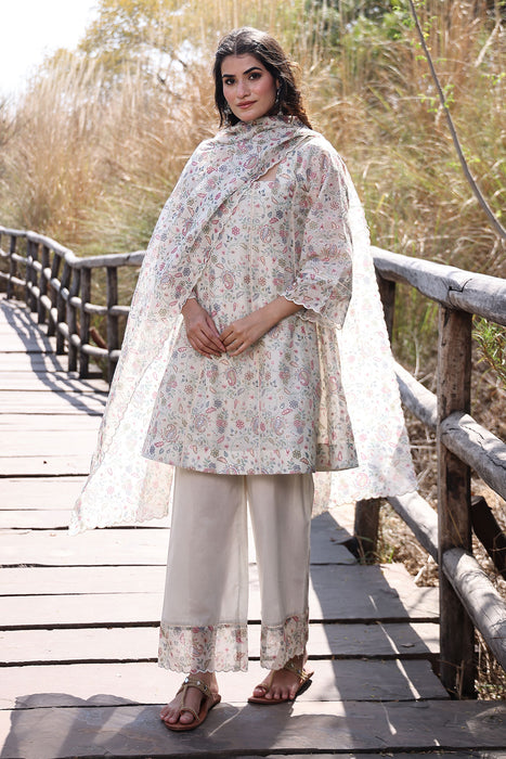 Warm Ivory Chanderi Suit Set