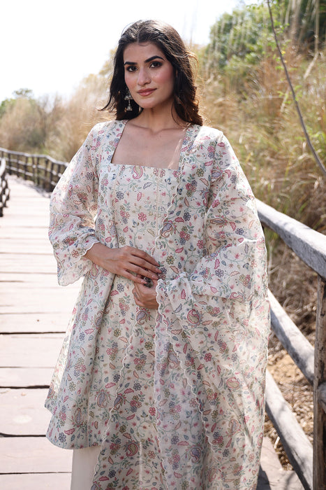 Warm Ivory Chanderi Suit Set