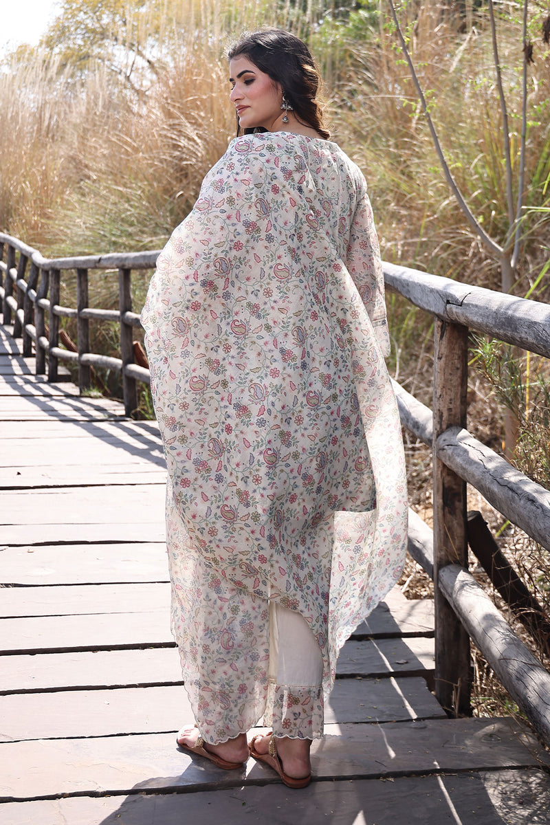 Warm Ivory Chanderi Suit Set