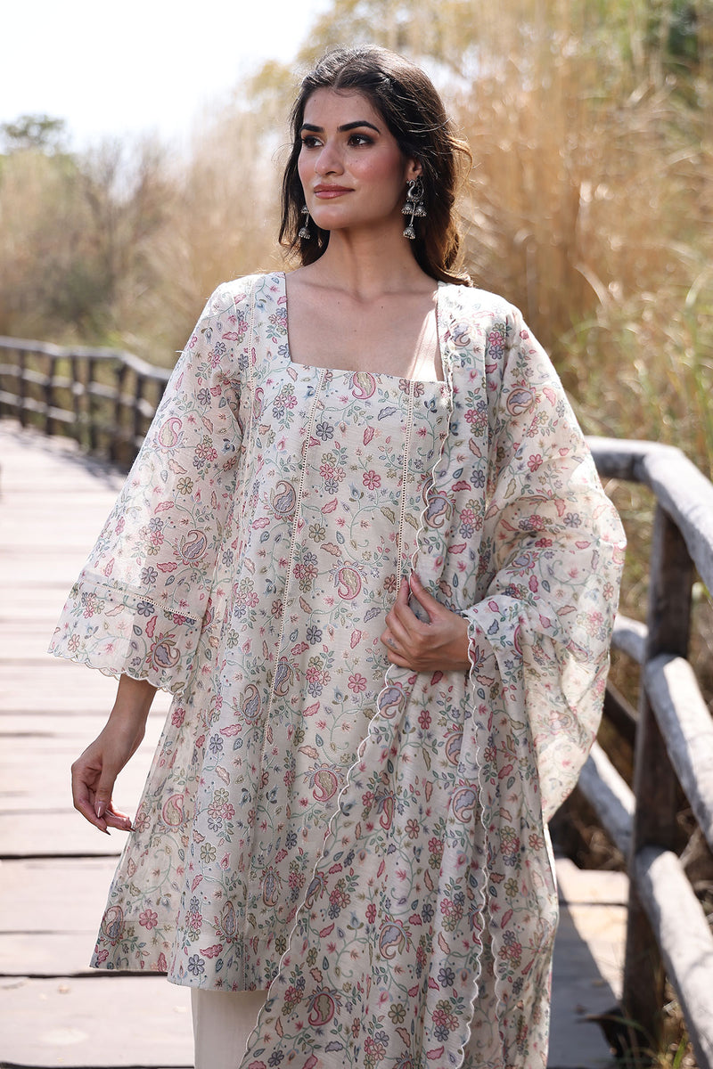Warm Ivory Chanderi Suit Set