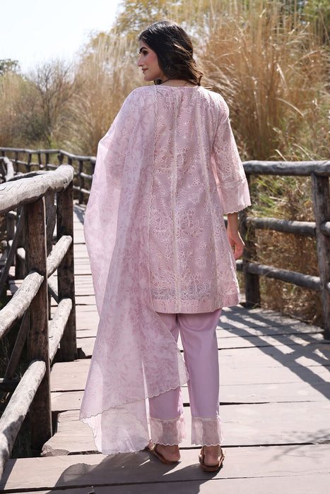 Tea Rose Pink Chanderi Suit Set