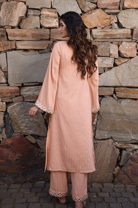 Peachy Keen Mirror Work Kurta Set