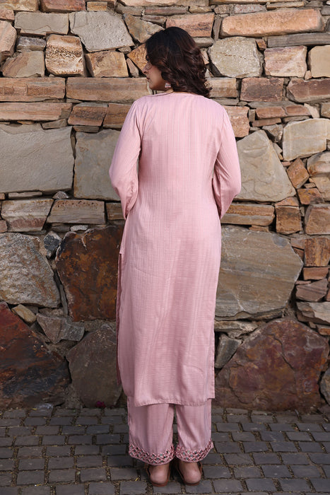 Soft Pink Mirror Work Kurta Set