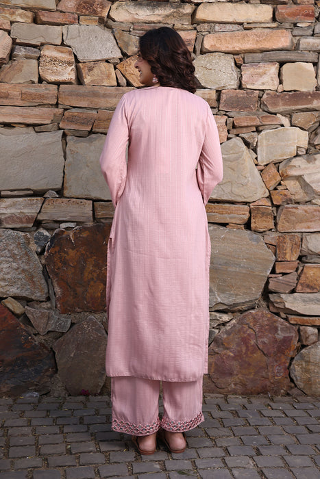 Soft Pink Mirror Work Kurta Set
