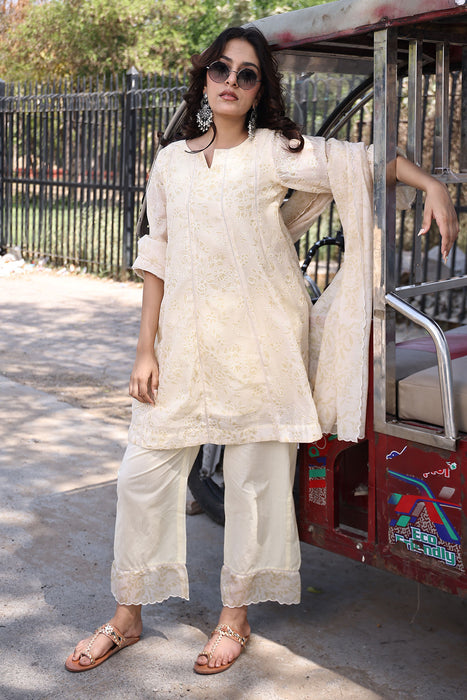 Butter Yellow Chanderi Suit Set