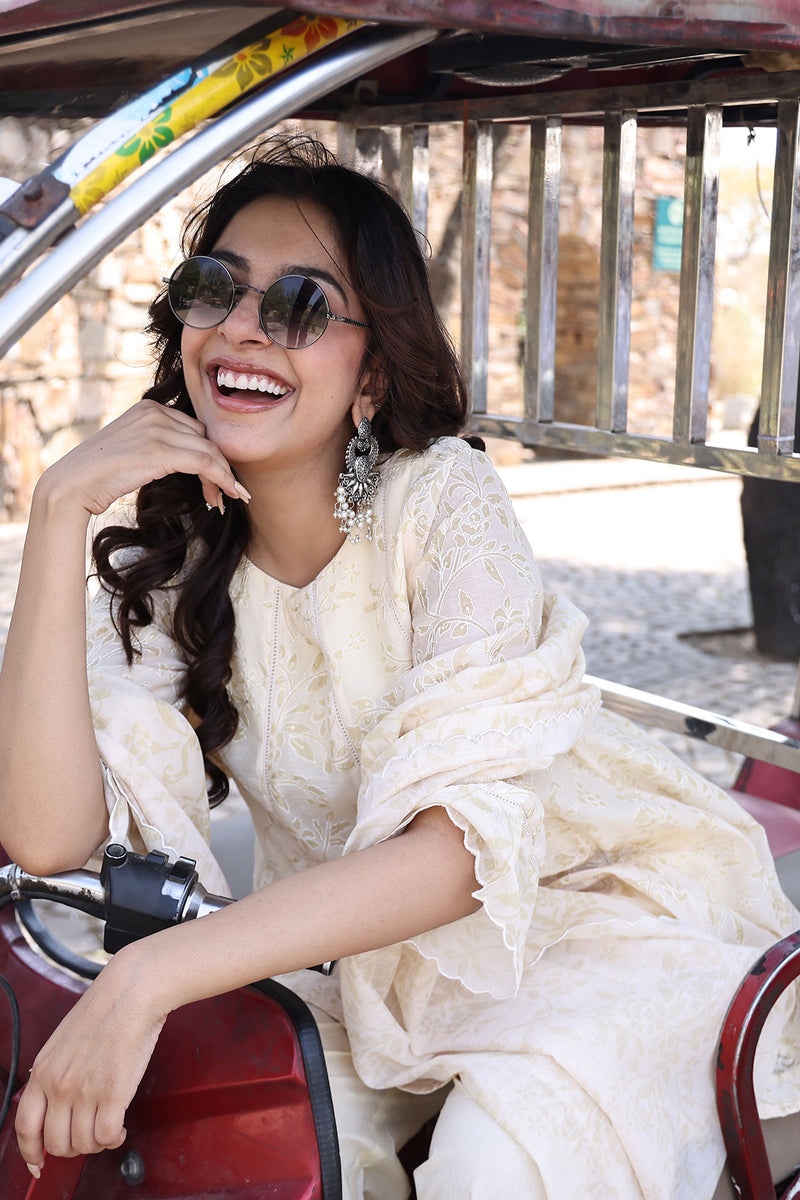 Butter Yellow Chanderi Suit Set