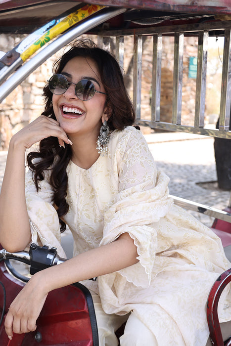 Butter Yellow Chanderi Suit Set