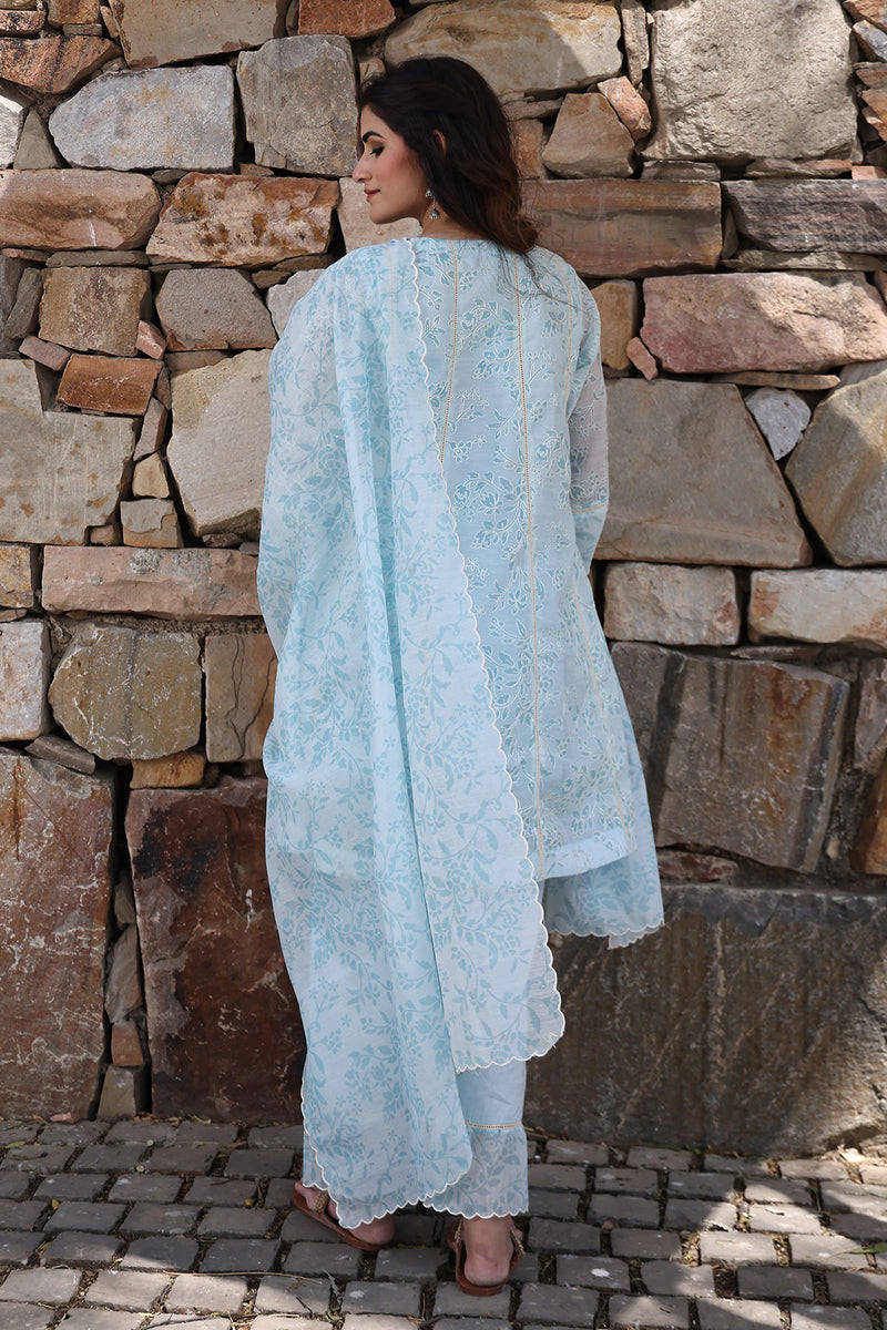 Diamond Blue Chanderi Suit Set