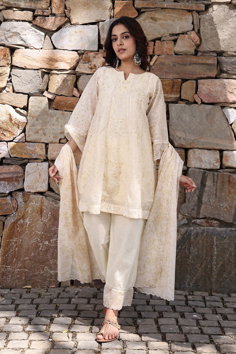Butter Yellow Chanderi Suit Set
