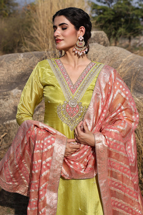 Aurora Yellow Tissue Shimmer Suit Set