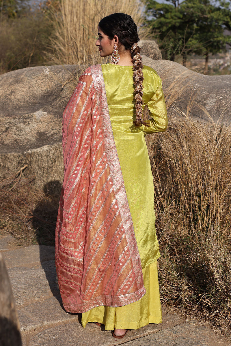 Aurora Yellow Tissue Shimmer Suit Set