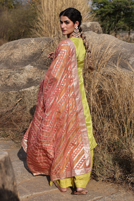 Aurora Yellow Tissue Shimmer Suit Set