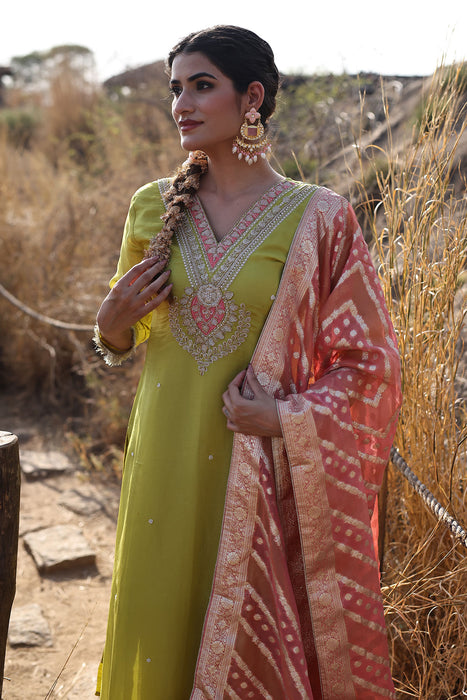 Aurora Yellow Tissue Shimmer Suit Set