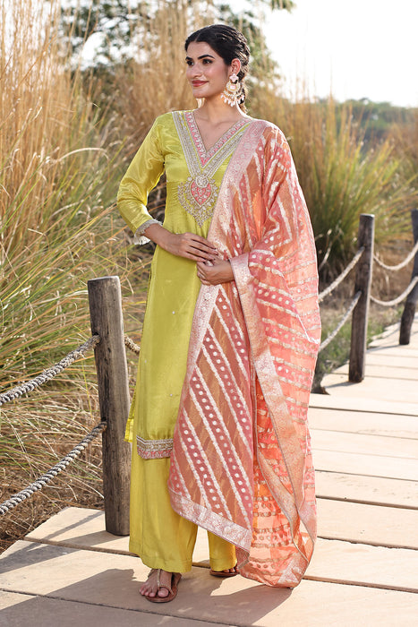 Aurora Yellow Tissue Shimmer Suit Set