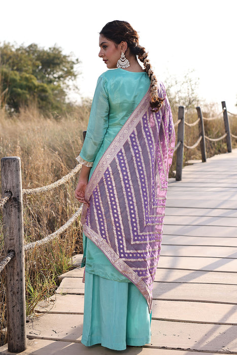 Opal Blue Tissue Shimmer Suit Set