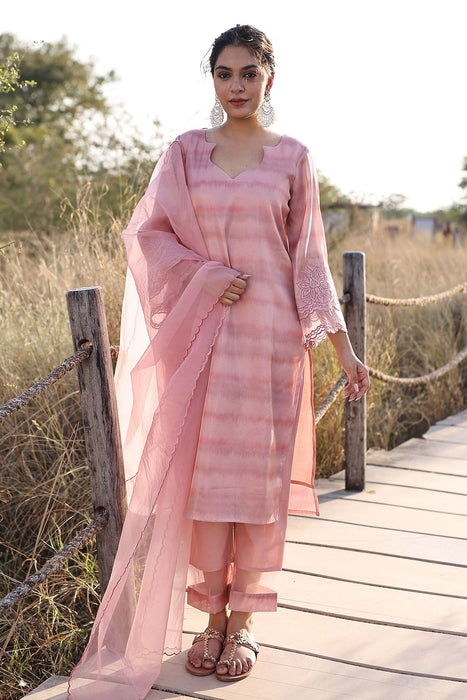 Rouge Pink Tissue Shimmer Suit Set