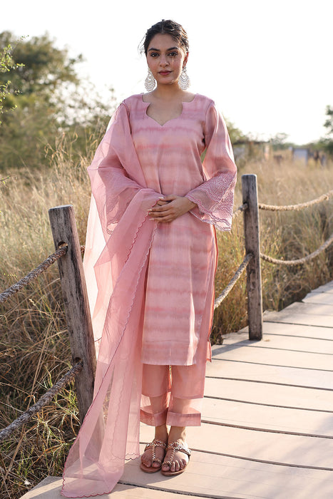 Rouge Pink Tissue Shimmer Suit Set