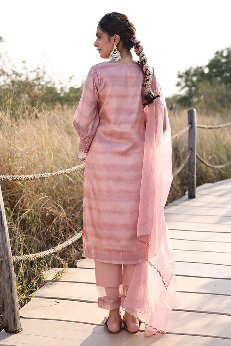 Rouge Pink Tissue Shimmer Suit Set