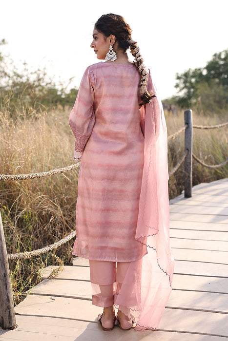 Rouge Pink Tissue Shimmer Suit Set