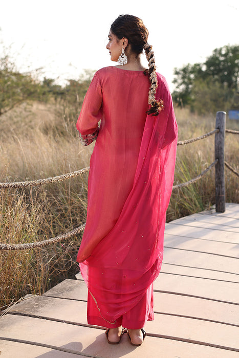 Cosmos Pink Floral Chiffon Suit Set