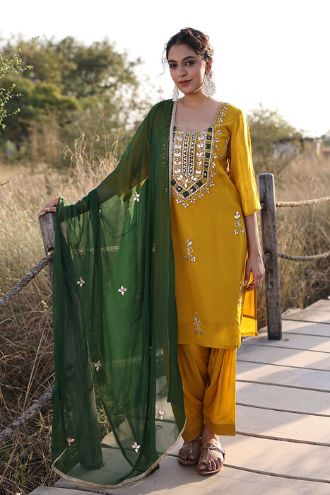 Golden Spice Mustard Silk Suit Set