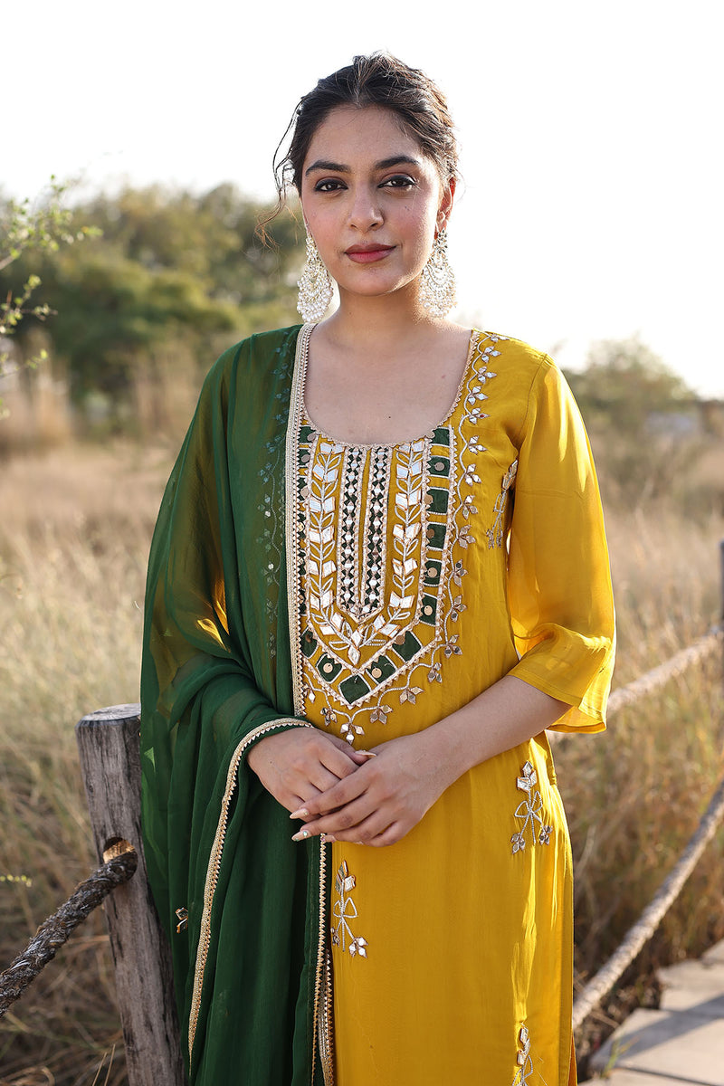 Golden Spice Mustard Silk Suit Set