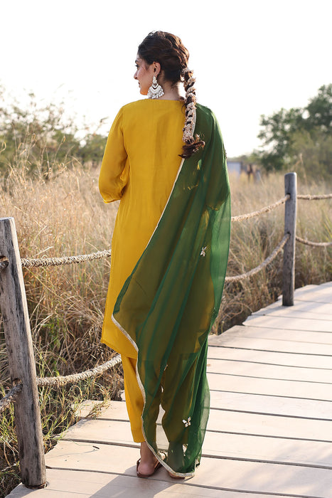 Golden Spice Mustard Silk Suit Set