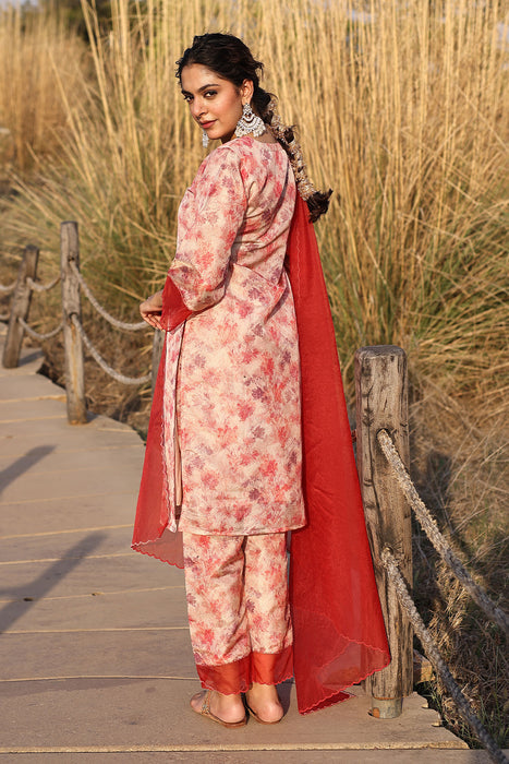 Red Pink Organza Suit Set