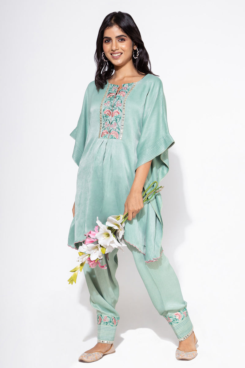 Blue Kaftan & Salwar Set