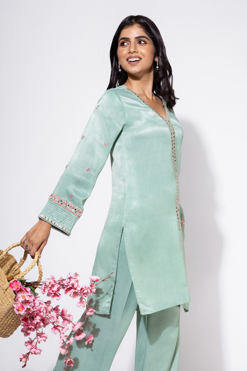 Pink Kaftan & Salwar Set