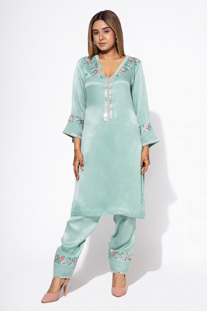 Blue Side Boota Kurta & Salwar Set