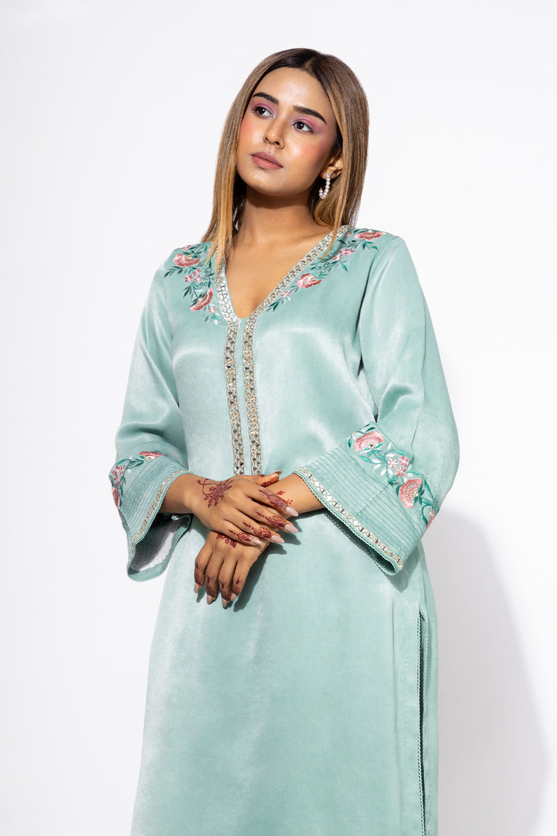 Blue Side Boota Kurta & Salwar Set