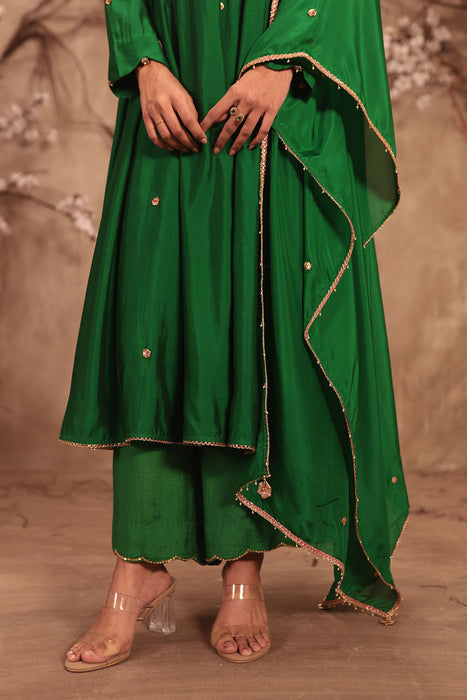 Nazakat Green Collar Kurta Set