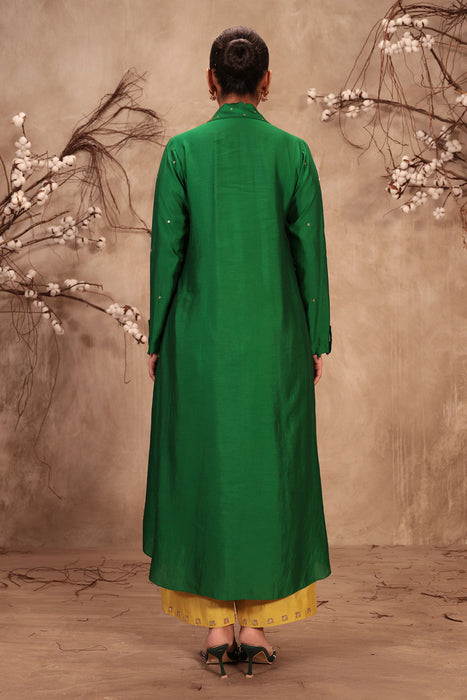 Nazakat Green Collar Kurta Set