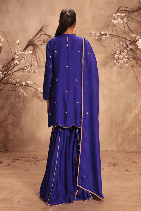 Nazakat Indigo Lotus Yoke Sharara Set