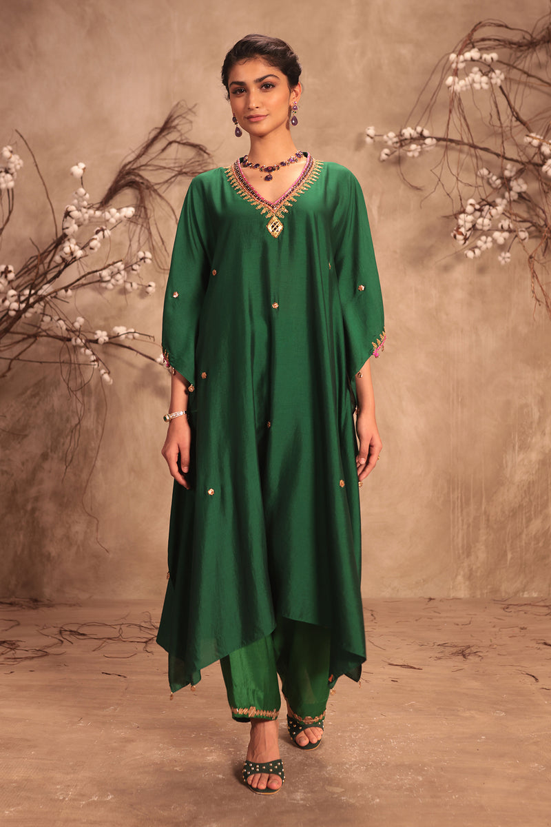Nazakat Green Kaftan Set