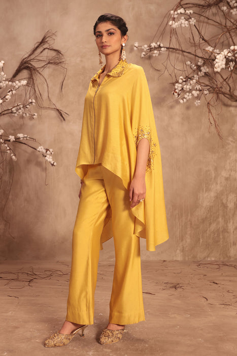 Nazakat Dark Yellow Cape Set