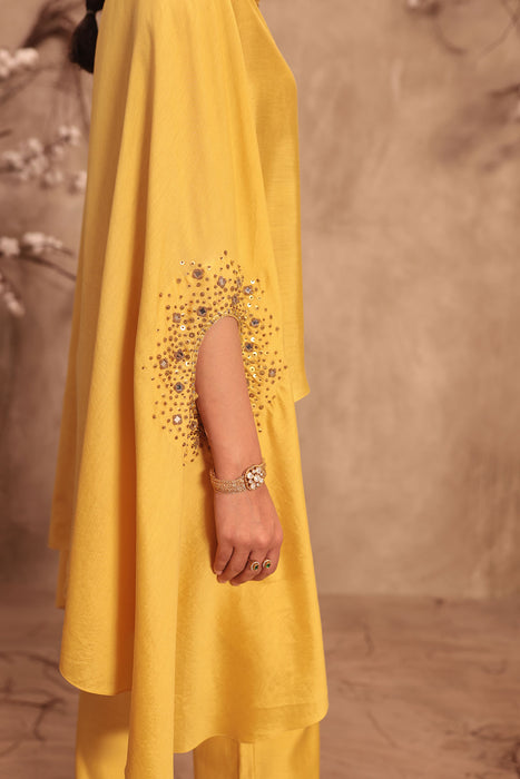 Nazakat Dark Yellow Cape Set