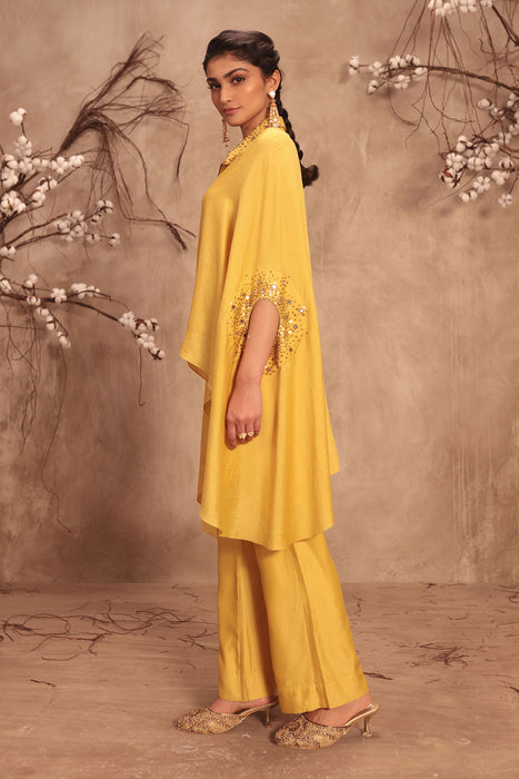 Nazakat Dark Yellow Cape Set