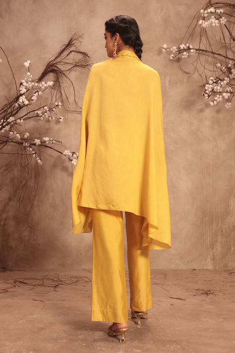 Nazakat Dark Yellow Cape Set