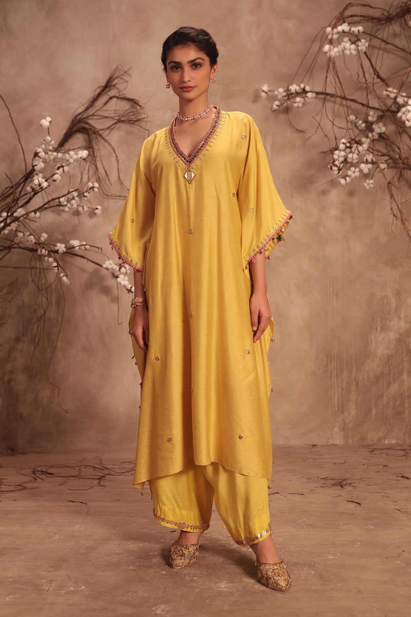 Nazakat Dark Yellow Kaftan Set