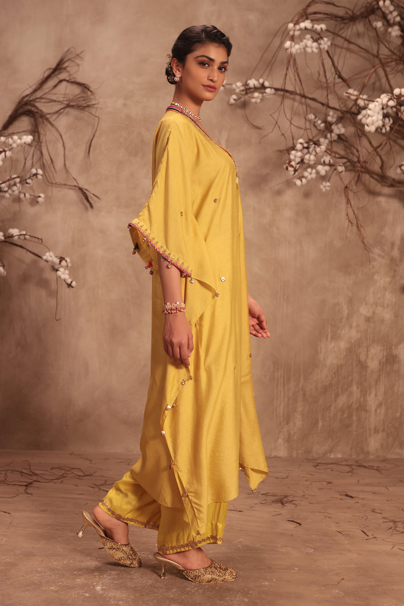 Nazakat Dark Yellow Kaftan Set