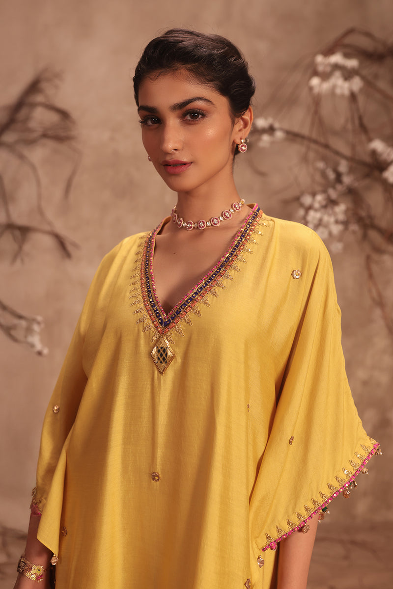 Nazakat Dark Yellow Kaftan Set