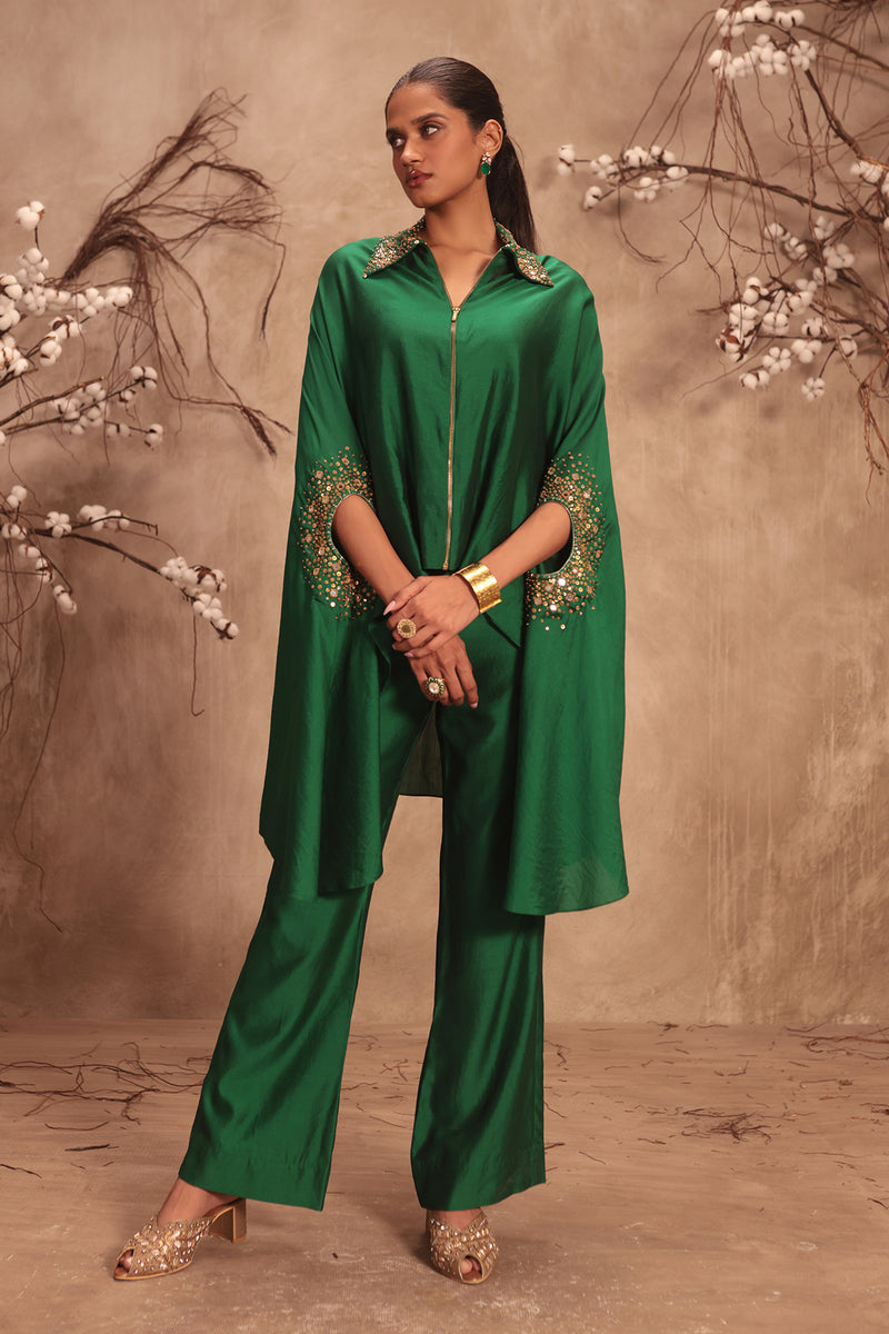Nazakat Green Cape Set
