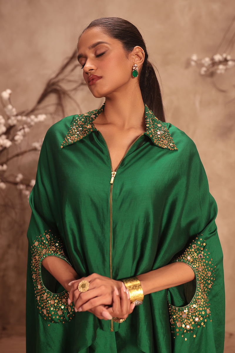 Nazakat Green Cape Set