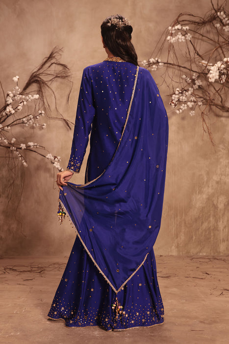 Nazakat Indigo Heavy Mirror Work Sharara Set
