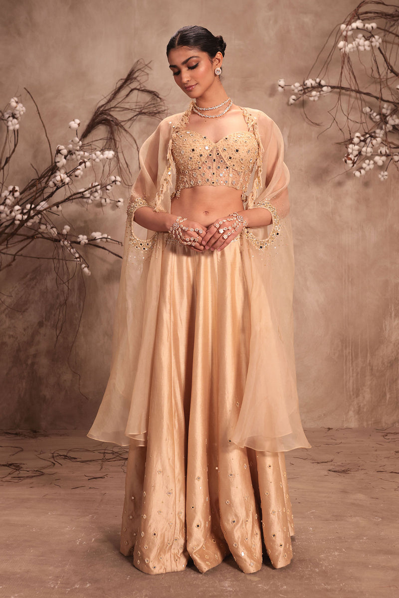 Nazakat Ivory Heavy Cape Style Lehenga Set