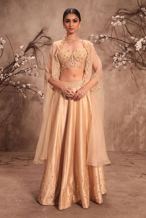 Nazakat Ivory Heavy Cape Style Lehenga Set